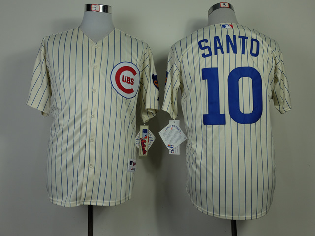 Men Chicago Cubs 10 Santo Cream Throwback 1969 MLB Jerseys